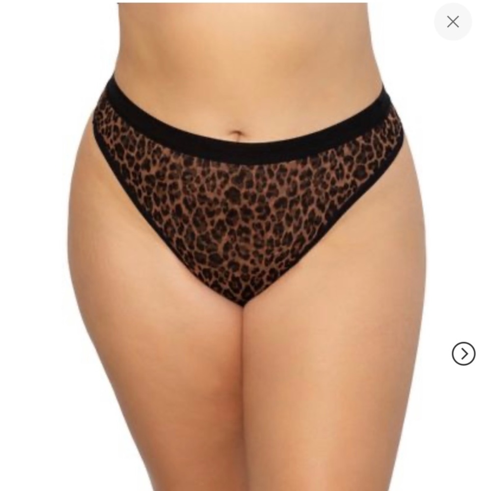 3-pack Victoria Secret Mesh Thong Panty: Bark/Black/Leopard. Ordered wrong size. - Picture 3 of 3